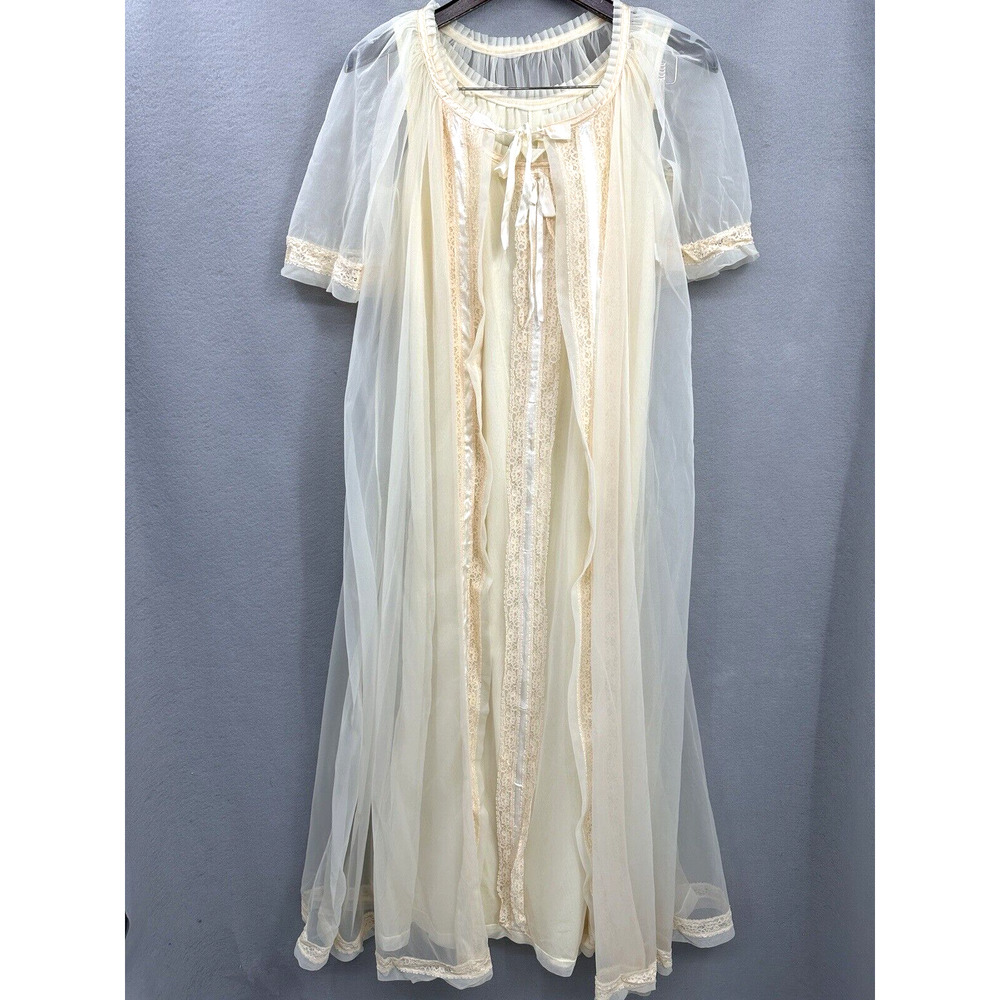 Vintage Tosca Lingerie Peignoir Nightgown Womens Small Boudoir Set Sissy Chiffon